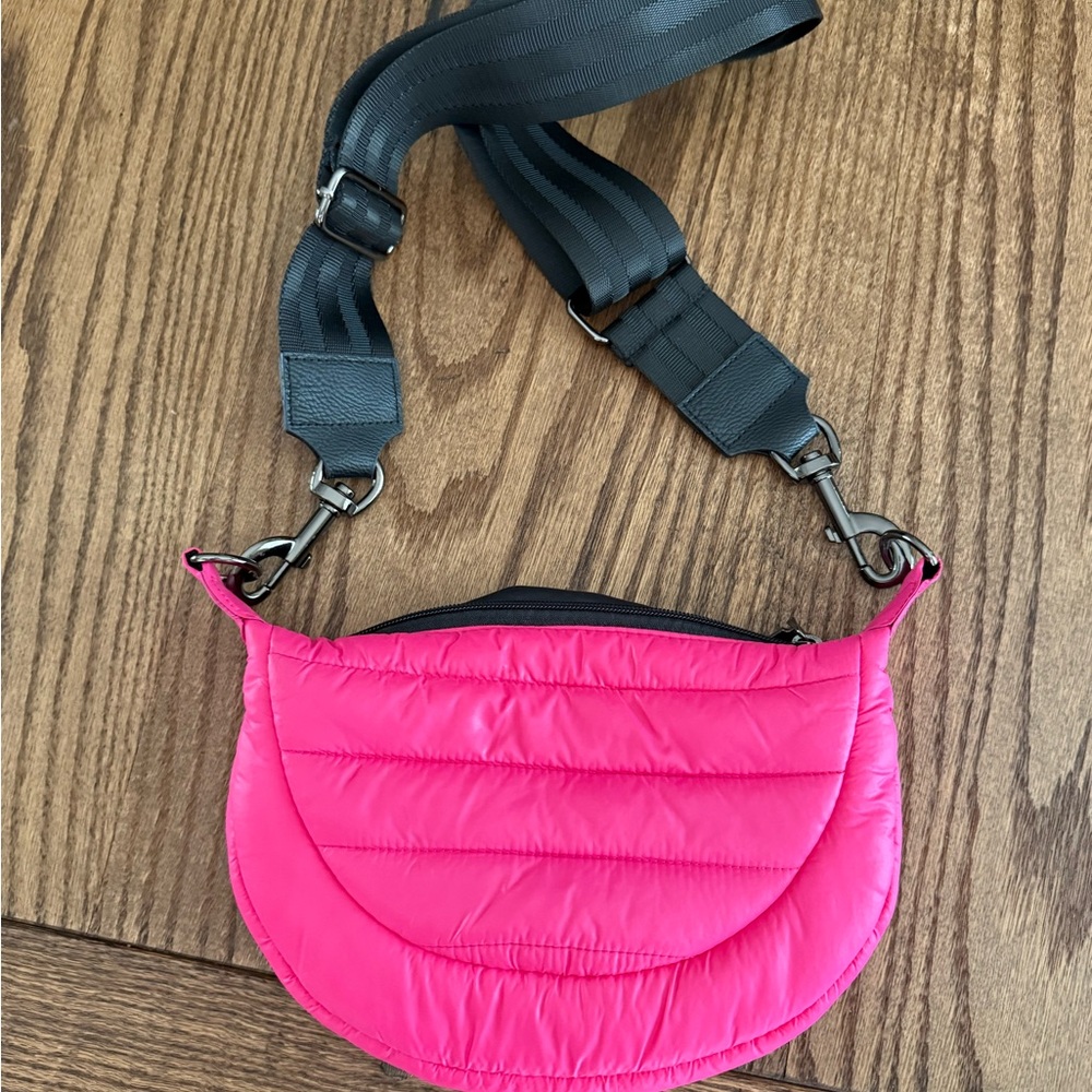 Think Royln Hot Pink Quilted Crossbody Bag
